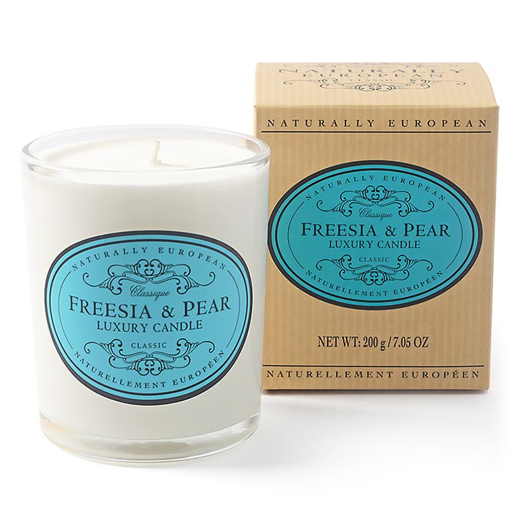 Naturally European Freesia & Pear Scented Candle
